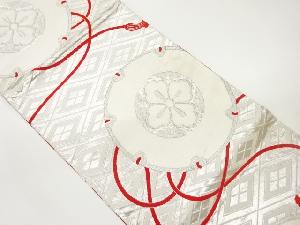 変わり鼓に菱・花模様織出し袋帯